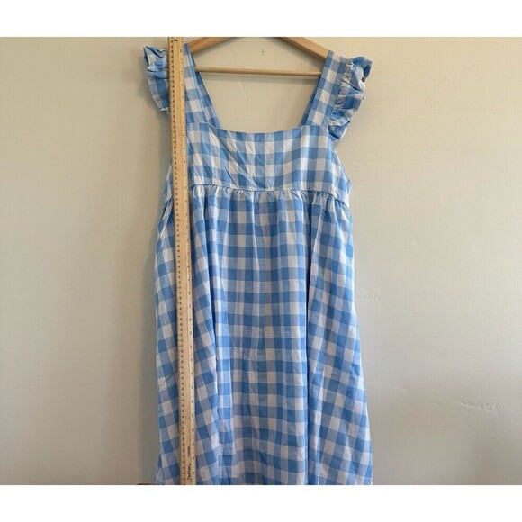 MISS SPARKLING fluter square neck mini ruffle blue gingham dress size Xl - Picture 9 of 12